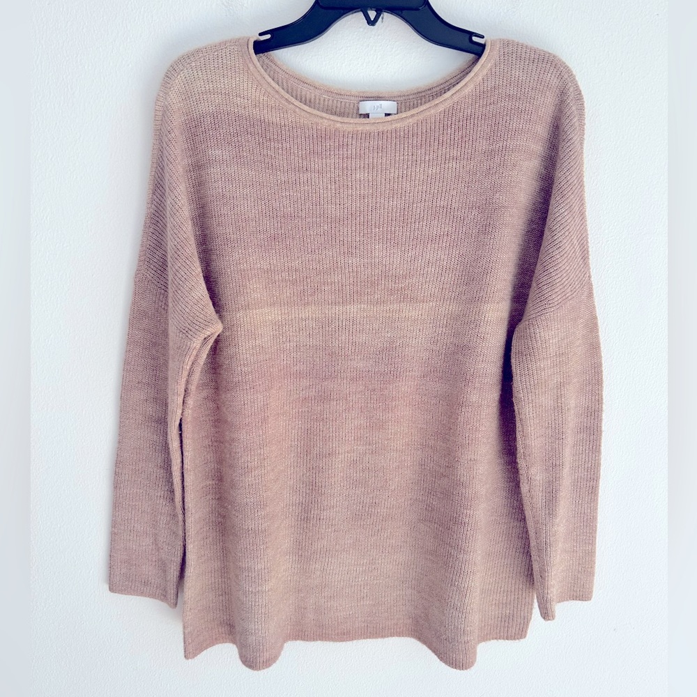 J. Jill Cream and Mauve Pink Knit Long Sleeve Dolman Sweater Size Small